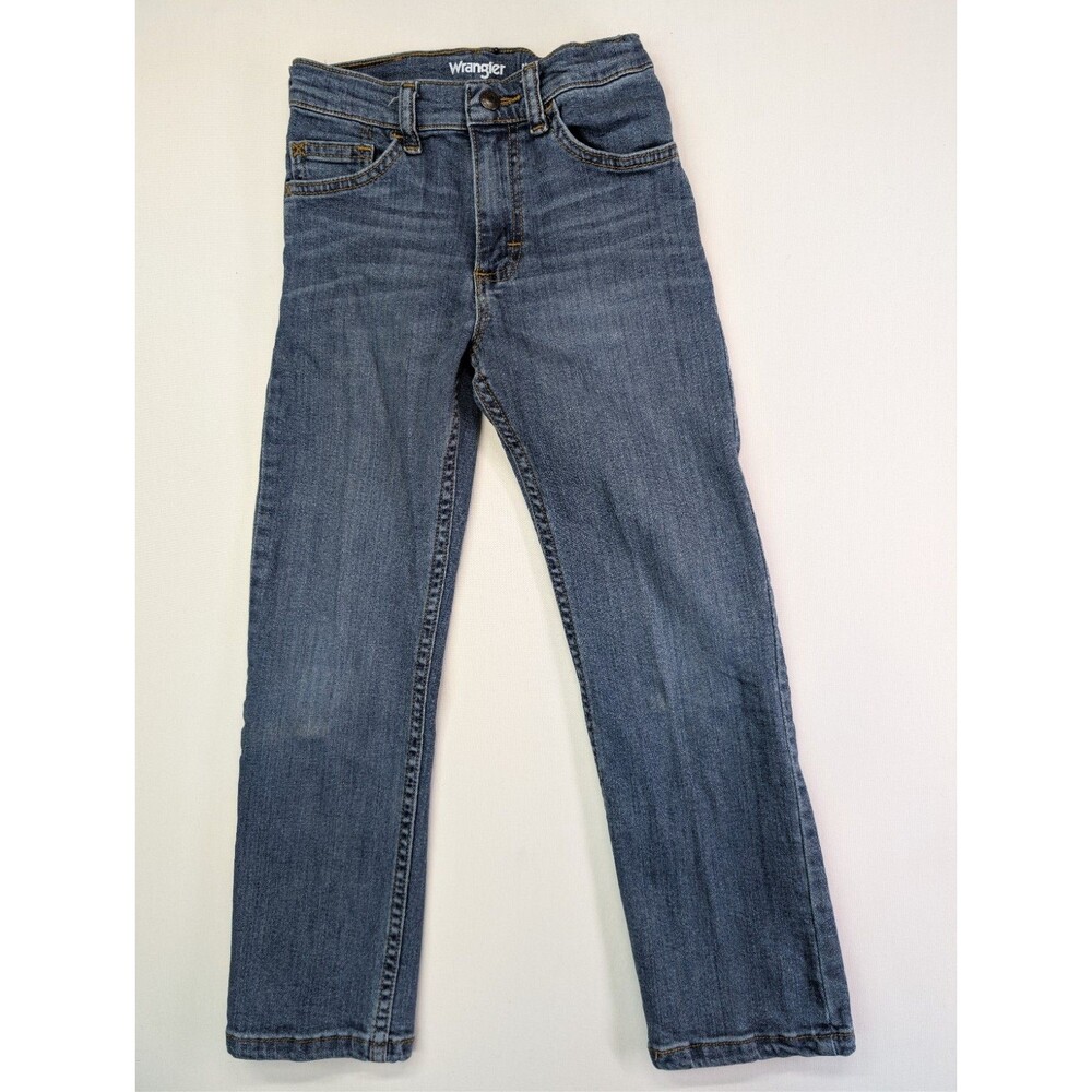 Wrangler Boys Five Star Straight Fit Jeans Size 7 Slim Blue Adjustable Waist